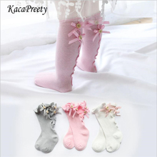 Calcetines de encaje de princesa para bebés y niñas, medias largas de algodón para recién nacidos, calentadores de piernas para niños de 0 a 24 meses 2024 - compra barato