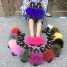 Zapatillas de casa de avestruz para mujer, chanclas de piel con plumas, sandalias de playa, zapatos de verano 2024 - compra barato