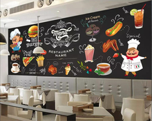 beibehang Wallpaper custom wallpaper mural photo HD hand-painted western restaurant fast food restaurant burger shop background 2024 - buy cheap