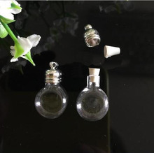 50pieces 20x12mm tiny flat ball glass Vial pendant glass bottle locket necklace pendant charms name on rice bottle 2024 - buy cheap