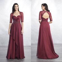 Vestidos de media manga para madre de la novia, Apliques de encaje noche, largo hasta el suelo, formales, para invitados de boda, 2019 2024 - compra barato