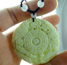 47*47MM Wholesale natural Chinese Liantian stone stone hand-carved statue of Dragon and Phoenix Gossip amulet pendant necklace 2024 - buy cheap