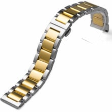 Watch strap accessories three beads stainless steel strap black gold silver rose gold strap 18 20 21 22 23 24mm 2024 - buy cheap