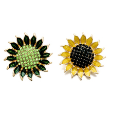 Cristal multicolorido metal strass botões snap w106 girassol diy jóias caber 18mm botão snap colares/pulseiras para mulher 2024 - compre barato