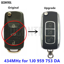 1J0959753DA QCONTROL 434 MHz Chave Remoto de Atualização para VW/VOLKSWAGEN Beetle/Bora/Golf/Passat/Polo 1J0 959 753 DA Entrada Keyless 2024 - compre barato