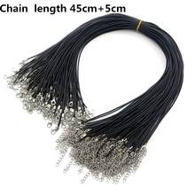 10pcs 1.5mm Black Leather Cord Wax Rope Chain Necklace 45cm+5cm Extender Chain Lobster Clasp diy fashion Jewelry Accessories 2024 - buy cheap