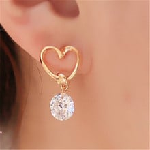 Heart New Design Heart Rhinestone Crystal Gold Stud Earrings Piercing Ear Studs Earring for Women Wedding Party Gift 2024 - buy cheap