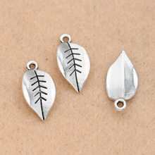 KJjewel Antique Silver Plated Leaf Charms Pendants for Jewelry Making Bracelet Diy Handmade 18x9mm 2024 - buy cheap