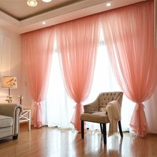 Wedding Ceiling Drapes Solid Pink Sheer Curtains For Living Room Linen Voile Curtain Tulle For Balcony Home Bedroom Hotel 1PCS 2024 - buy cheap