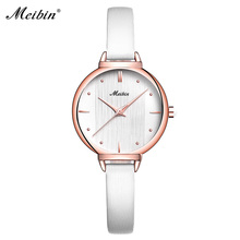 Meibin relógio de pulso feminino de couro, relógio casual e da moda para mulheres, relógio de quartzo para garotas, para presente 2024 - compre barato
