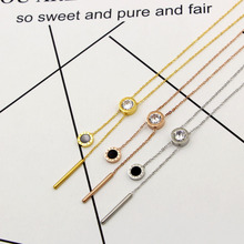 Colar de cristal simples com numerais romanos, colar redondo preto para pendurar bolo, joias de clavícula, moda feminina 2024 - compre barato