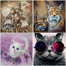 5D taladro redondo gato diamante pintura Animal completo mosaico cuentas cuadradas bordado punto de cruz estilo europeo dibujos animados decoración del hogar 2024 - compra barato