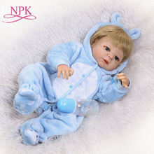 NPK  22inch 56CM reborn dolls with blonde hair full vinyl boy doll for children Christmas Birthday Gift 2024 - buy cheap