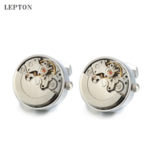 High quality Functional Watch Movement Cuff links Lepton Brand Stainless Steel Steampunk Gear Watch Mechanism Cufflinks for Mens 2024 - buy cheap