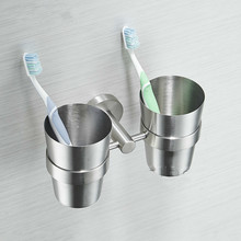 304 stainless steel mug cup double cup holder toothbrush cup set creative couple wash cup holder wall hanging pendant LO720420 2024 - buy cheap