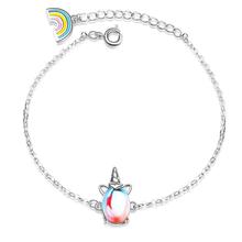 Pulseras con diseño de unicornio arcoíris para mujer, brazaletes coloridos de piedra lunar para mujer, regalos creativos de fiesta, joyería SAB40 2024 - compra barato