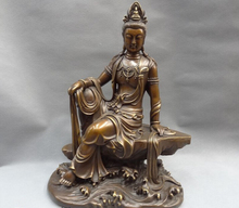 Song voge-GEMA S2410 de 18 ", diosa budista de bronce puro de China, juego de kwan-yin, Hill GuanYin en estatua de loto 2024 - compra barato
