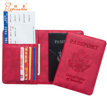 Soporte de pasaporte de cuero Pu de doble cabeza, tarjetas múltiples con bloqueo Rfid integrado, protege la información Personal, color rojo de EE. UU. 2024 - compra barato
