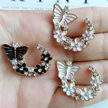 2019 New Fashion Charms Enamels Alloy Rhinestone Butterfly Flower Pendant DIY Earring Clothing Hair Brooch Jewelry Accessories 2024 - buy cheap