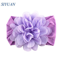 1pcs/lot 8.5cm Wide Nylon Elastic Headband with 10cm Chiffon Pompom Flower 15 Colors Available Cute Hair Accessories HB074 2024 - buy cheap