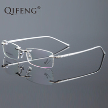 Spectacle Frame Eyeglasses Men Computer Optical Rimless Myopia AL-MG Clear Lens Eye Glasses Frame For Male Oculos QF188 2024 - buy cheap