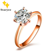 Classic 6 Claws 18K Rose Gold 1 Carat Brilliant Cut Moissanite Gold Wedding Rings For Fashion Women Free Shipping 2024 - buy cheap