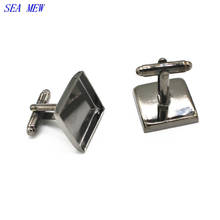 SEA MEW 20PCS 20mm 25mm Square Cabochon Base 6 Colors Plated Copper Cufflinks Blank Setting Tray For Jewelry Making 2024 - buy cheap