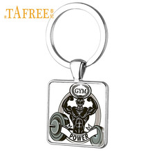 TAFREE Fitness Club Keychain Strong Man Fitness Sport Equipment Metal Pendant Keyring Key Chains Gift FQ497 2024 - buy cheap