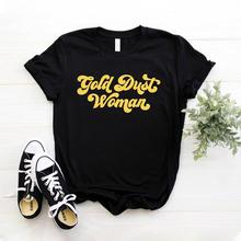 Camiseta con estampado amarillo de polvo dorado para mujer, ropa informal de algodón Hipster, divertida, para mujer, ZY-145 2024 - compra barato