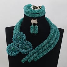 Fantastic Teal Green Wedding African Beads Jewelry Sets Flower Beads Crystal Necklace Earrings Bracelet Set  Free Shipping WD643 2024 - buy cheap