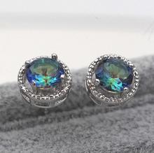 Fashion  Ear Rings Vintage Earring for Women White Blue Color Stud Earrings with Colorful Round Zircon Fashion Jewelry for Gift 2024 - buy cheap