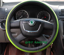universal car Steering wheel cover with leather pu  pvc 36/38mm  fashinable  green for steering-wheel steering wheel car-covers 2022 - купить недорого