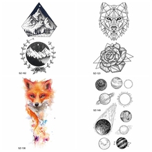 Women Small Planet Temporary Tattoo Sticker Arm Fake Tatoos Diamond Timber Makeup Tip Waterproof Tattoo Men Geometric Wolf Flora 2024 - buy cheap