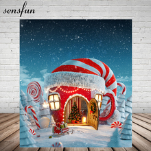 Sensfun-Fondo de Navidad para estudio fotográfico, Fondo de invierno, casa de nieve roja y blanca, árbol, caramelo, regalo de fotografía, personalizado 2024 - compra barato