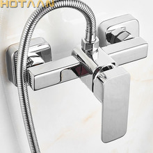 Бесплатная доставка полированный хром новый настенный смеситель для душа Ванная комната Ванна ручной душ Смеситель кран YT-5336 2024 - купить недорого