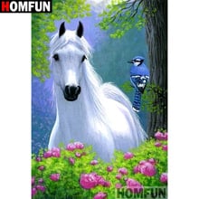 HOMFUN полностью квадратная/круглая дрель 5D DIY Алмазная картина "лошадь" вышивка крестиком 5D для дома A07996 2024 - купить недорого