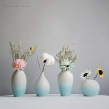 Modern Azure Blue Flower Vase Colorful Ceramic Flower Vase Minimalist Desktop Mini Vase Home Decoration Centerpiece 2024 - buy cheap