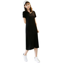 Womens Casual Summer Dress 2018 Basic Modal O-neck Long Dress Sleeveless Slim Solid Tank Dress Vestidos Bodycon Daily clothes 2024 - buy cheap