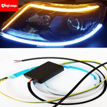 12V Day Light Led Car Flexible 45cm LED Strip Lamp Headlight Day time Running Lights Flowing White Turn Yellow Signal Lights 2024 - buy cheap