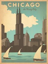 Home Decor Vintage travel Chicago Deco-Silk Art Poster Wall Sticker Decoration Gift 2024 - buy cheap