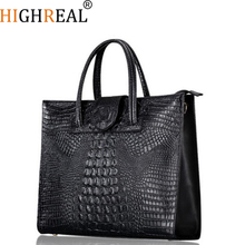 Fashion Luxury Crocodile Pattern Women's Real Leather Handbag Genuine Leather Ladies Shoulder Bag OL Bussiness Laptop Bag 2024 - buy cheap