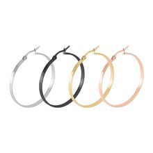 MxGxFam Titanium steel Smooth Round Circle Hoop Earrings (1pair) Jewelry For Women 18 K / Black / White / Rose Gold Color 4 Size 2024 - buy cheap