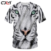 CJLM-Camiseta a rayas blancas y negras con cuello redondo para hombre, camiseta adorable de Tigre, camiseta de poliéster para hombre, camiseta 3D estampada por completo de gran tamaño 2024 - compra barato