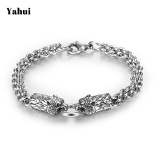 YaHui stainless steel silver Wolf head men bracelet charms friendship personalized bracelet gifts for men fashion jewelry 2024 - buy cheap