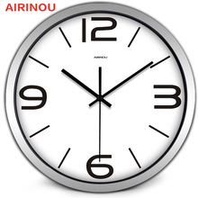 Airinou Circle Round Large Brief Black Metal Frame Men Women Office Home Family Simple Wall Clock 2024 - buy cheap