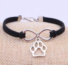 Vintage Infinity Dog Paw Prints Bracelet  Charm Velvet Rope Cuff Bangles Women Accessories Bijoux Fashion Jewelry Gifts 2024 - buy cheap