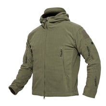 Мужская Флисовая куртка на молнии, однотонная теплая куртка с капюшоном в стиле милитари, для страйкбола, зимняя верхняя одежда 2024 - купить недорого