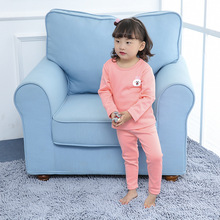 Hot Autumn and Winter New Children's Clothing Plus Velvet Thermal Underwear Set Children's Home Service Plain Pajamas Set 2024 - buy cheap