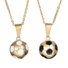2 размера футбольный кулон с цепочкой из нержавеющей стали футбольное ожерелье золотого цвета для мужчин/женщин спортивный мяч ювелирные изделия 2024 - купить недорого