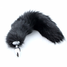 Black 35CM Love Metal Anal Plug Adult Product Romance Faux Fox Tail Butt Sex Toy 2024 - buy cheap